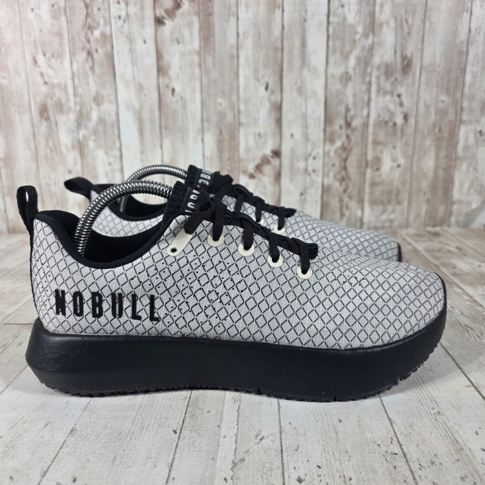 NOBULL Mesh Runner White Black Diamond Geometric Training Shoes Womens 9.5
